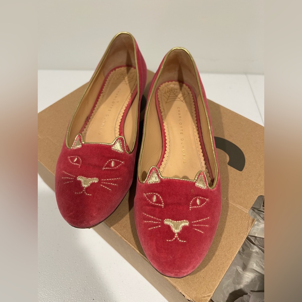 Charlotte Olympia Embroidered Kitty Ballet